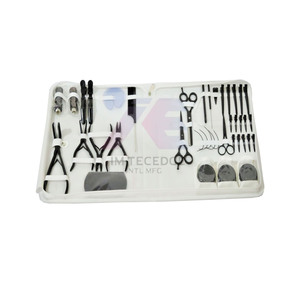 Kit d'outils d'extension de cheveux de Salon de couleur noire mate avec d'autres accessoires, pinces, pinces, pinces à cheveux, ciseaux, pinces, fils - Product Image 2