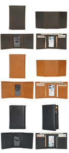 Portefeuille en cuir pour homme moderne et chic personnalisable, portefeuille à trois volets vintage en cuir véritable, blocage RFID, doublure en polyester, fenêtre d'identification - Product Image 4