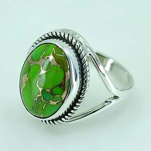 Anillo Boho con Piedra de Nacimiento de Enero, Turquesa Verde Cobre, Plata de Ley 925, Hecho a Mano, Talla Única, Regalo Perfecto para su Cumpleaños - Product Image 3