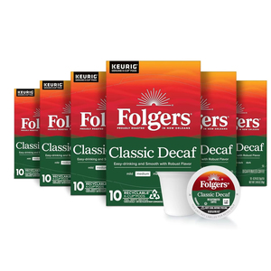 Café Folgers Classic Descafeinado en Cápsulas Keurig K-Cup, Tueste Medio, Caja de 10 Unidades (Paquete de 6) - Product Image 1