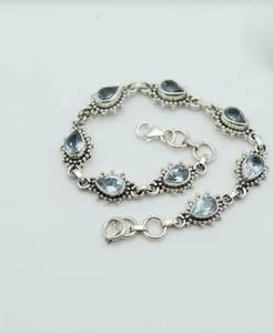 Blue Topaz Tennis Glowing Luxury <b>Charm</b> <b>Bracelet</b> 925 Sterling <b>Silver</b> GIA Certified December Birthstone Jewelry Gift for Her Women - Product Image 4