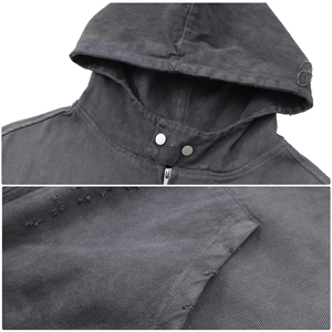 Fabricante Unisex de gran tamaño Vintage Sun Fade cremallera Sudadera con capucha personalizada hombres desgastado recortado ácido lavado Zip up Hoodie - Product Image 5