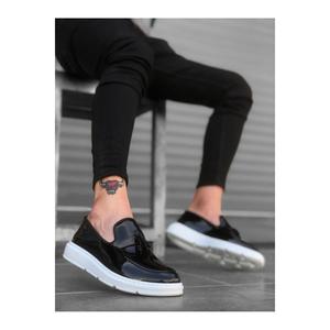 MYR005 suola alta senza lacci nero bianco suola in vernice classica scarpe da uomo Corcik con nappe - Product Image 1