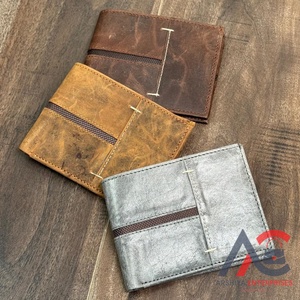 กระเป๋าสตางค์หนังวัวแบบสั้นสำหรับผู้ชายกระเป๋าสตางค์แบบพับสองพับแบบสั้นลายหนังวัวแฟชั่นแบบลำลองคุณภาพสูง - Product Image 1