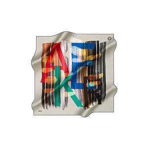 Pañuelo cuadrado de seda beige con estampado de pinceladas - Product Image 1