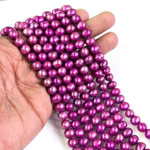 Cuentas Redondas de Perlas de Agua Dulce Rosa Intenso de 8-9 mm, Cuentas de Perlas Rosas Naturales de Gran Tamaño para Hacer Joyas, Diseño de Pulseras y Collares - Product Image 1