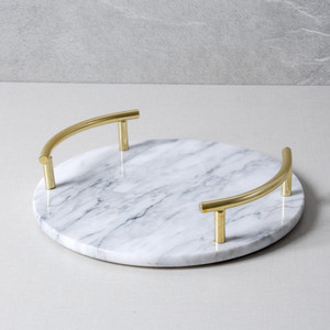 Bandeja redonda personalizada de alta calidad con piedra travertino, Ideal para almacenamiento de llaves, frutero y decoración del hogar, bandeja de mármol - Product Image 1