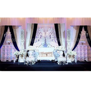 Decoración moderna para escenario de boda con Paisley, elegante marco blanco para escenario de recepción canadiense, venta al por mayor, Panel FRP de matrimonio, Exportación DST - Product Image 1