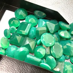 AAA Quality Loose Gemstone Natural Green Onyx Emerald Cut Mix Size Natural Gemstone Jewellery Making Natural Stone