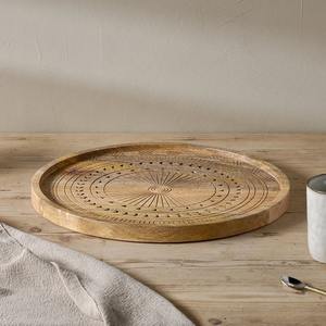 Plato de servicio de madera de mango Plato de madera hecho a mano con estampado de esmalte Hecho en India - Product Image 4