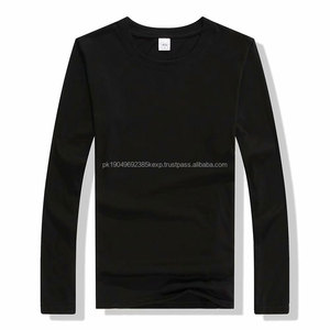 เสื้อยืดแขนยาวผ้าฝ้ายคุณภาพสูงสำหรับผู้ชายและผู้หญิงเสื้อยืดพิมพ์ลายสีพื้นแบบกำหนดเองใหม่ - Product Image 1