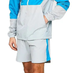 Ensemble de veste courte coupe-vent de couleur unie deux pièces personnalisées d'été Ensemble de veste courte coupe-vent pour hommes Vêtements d'entraînement décontractés - Product Image 6