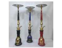 Ensemble complet de chichas de luxe en laiton égyptien – Design à trois niveaux, mini chicha gravée à la main, bol émaillé noir, cordon de deux mètres, lavable