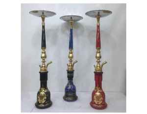 Juego Completo de Narguiles de Latón de Lujo - Diseño Alto de Tres Niveles, Mini Narguile Grabado a Mano con Manguera Lavable de Dos Metros y Acabado Lacado - Product Image 4