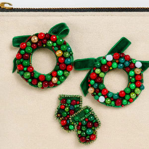 Bolsa Navideña Premium con Motivos Forestales Coloridos Hechos a Mano, Elegante Motivo Invernal, Monedero con Cuentas y Cremallera Dorada de Alta Gama - Product Image 1