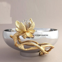 Statue humaine Forme Design Brillant Poli Texture Martelée Paires de 6 Couleur Argent Rond Maison Décor Bol