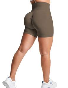 Pantalones cortos de Yoga sin costuras de cintura alta para mujer, mallas de entrenamiento con patrón sólido, Spandex reciclado/nailon, ropa deportiva para gimnasio - Product Image 2