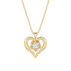 Collar Jeulia Personalizado con Colgante de Corazón de Moissanita de Corte Redondo Clásico para Boda - Product Image 1