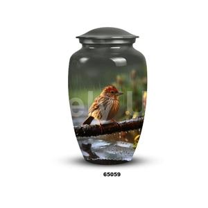Beautiful Aluminium Sparrow Bird Cremation Memorial Urn for Adult Human Ashes Decorative Large Funeral Urn With Free <b>Velvet</b> <b>Bag</b> - Product Image 4