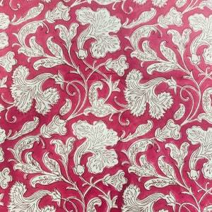 Pruce profundo indio y blanco indio Floral impreso a mano tela de algodón por el patio ropa de mujer cortinas almohadas cojín - Product Image 3