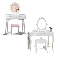 Coiffeuse de qualité supérieure au design européen avec miroir et tabouret, couleur blanche, pour chambre à coucher, fabriquée en Indonésie