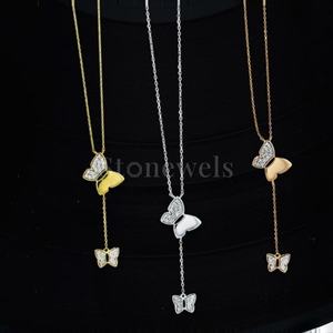 สร้อยคอทรงหยดน้ำประดับเพชรรูปผีเสื้อประกายโรสโกลด์ดีไซน์หรูหราสำหรับงานแต่งงาน - Product Image 6