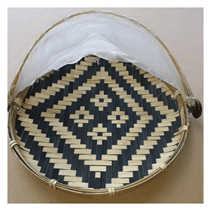 Bamboo Winnowing Tray with <b>Net</b> Handmade bamboo drying tray with <b>net</b> <b>cover</b> for snacks fruit and <b>food</b> display Vietnam - Product Image 6