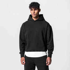 High Quality 100% Cotton Men's French Terry Fleece Tracksuit Set XL Oversized Elastic Waist Cropped Hoodie Joggers Quick Dry - Product Image 3