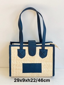 Lujoso modelo ecológico, nuevo, tejido a mano, juncia, hierba, Bolso con solapa para mujer, cierre abierto, dos asas, decoración Floral, capacidad de 1L - Product Image 5