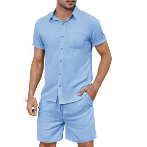 Ensemble de survêtement décontracté en molleton respirant pour homme, 2 pièces, t-shirt à manches courtes et short, personnalisable - Product Image 4