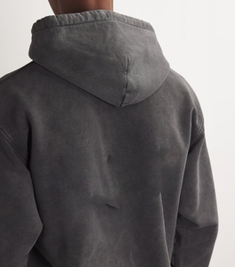 Pull-over noir unisexe à capuche en molleton, vêtements d'hiver décontractés, haut chaud à capuche à manches longues avec poche réglable - Product Image 6