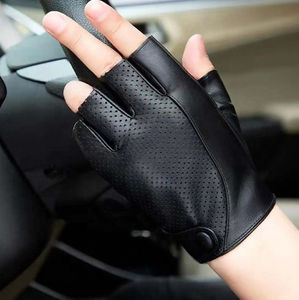 Gants en cuir à demi-doigts tendance, gants de conduite en cuir de qualité supérieure, gants de conduite en cuir de mouton - Product Image 5