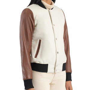 Custom recortada Varsity chaqueta de las mujeres de estilo de béisbol de la escuela secundaria Letterman chaqueta OEM ODM Crop Bomber fabricante - Product Image 2