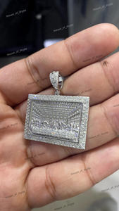 Collar de lujo con colgante cuadrado de moissanita y diamantes engastados, diseño de marco tipo caja, estilo hip hop, llamativo, para uso diario - Product Image 3