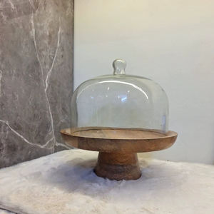 Nouveau support à gâteau rond en bois et verre écologique, lavage à la main uniquement, support à gâteau en verre, vaisselle de service, support à gâteau en verre - Product Image 3