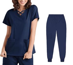Conjuntos de Enfermería de 2 piezas al mejor precio, chaqueta de trabajo con cremallera médica con características de seguridad, uniformes de hospital, traje de uniforme - Product Image 1