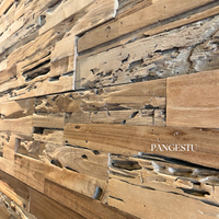 PANGESTU Panneaux muraux modernes 3D en teck recyclé, motif géométrique, insonorisants, pour divertissement, usage commercial, villa et maison ID