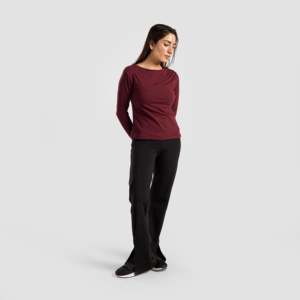 Asymmetrical Maroon Yoga <b>Top</b> Spandex Sportswear Front Logo Fashion Design Plus Size Lightweight Solid Style for Fitness Winter - Product Image 4