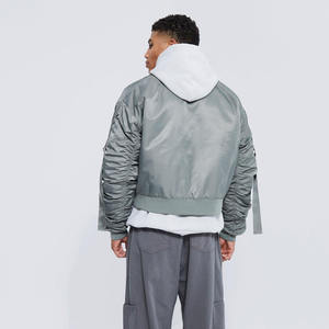 แจ็กเก็ตบอมเบอร์ผ้าไหมซาตินแฟชั่นสำหรับผู้ชายแจ็คเก็ตกลางแจ้งแบบลำลองพร้อมสายรัดไนลอน - Product Image 3