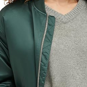 Chaqueta Bomber Cortavientos de Algodón Tejido Transpirable de Talla Grande para Mujer, con Cremallera, Mangas Largas, Diseño Personalizado, Servicios ODM OEM - Product Image 6