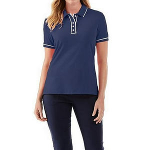 Chemise décontractée pour femme en gros avec logo personnalisé, 100% coton tricoté, 220 GSM, respirante, anti-froissement, séchage rapide, manches courtes, unie - Product Image 1