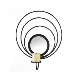 Bougeoir en fer de couleur noire au design unique avec verre, qualité supérieure, décoration murale, bougeoir en vrac - Product Image 2