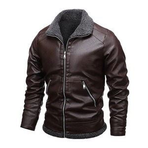 Fabricant de vestes élégantes à col en fourrure pour hommes Nouvelle veste en cuir PU pour hommes Veste homme en gros de conception personnalisée - Product Image 1