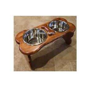 High Quality Steel <b>Cat</b> Dog <b>Bowls</b> with Wooden Stand Trending Design From Home Arts Manufacturer Eco-Friendly Solid Pattern - Product Image 3