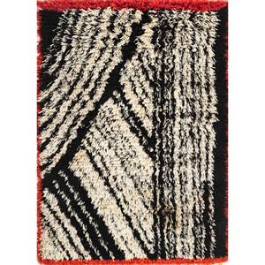 Alfombra de Lana Anudada a Mano Zuri Paem-672, Gris y Negra con Estampado Abstracto de Animales, para Sala de Estar o Pasillo, Rectangular, Nuevo Modelo - Product Image 1