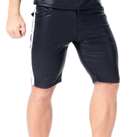 남자 PU 인조 가죽 팬티 스트라이프 핫 쇼트 복서 Wetlook Clubwear Jockstrap 무대 게이 착용 섹시한 에로틱 란제리 반바지