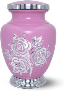 Urne moyenne rose pour cendres humaines-Taille moyenne-Hauteur 6 "; Largeur 4.5"; Capacité 70 pouces cubes-Fabriqué à la main et gravé - Product Image 6