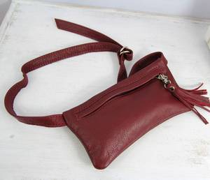 กระเป๋าหนังแท้แบบสะพายข้างทำด้วยมือของชาวอินเดียมีซิปลายหนังแท้ขนาดเล็กแบบลำลอง - Product Image 2