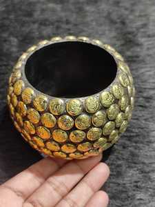 กำไลข้อมือทองเหลืองดิบ69มม., กำไลข้อมือฝัง, กำไลข้อมือช่องว่างเปล่า, สร้อยข้อมือทำด้วยมือกว้าง, ทองเหลืองดิบ - Product Image 2