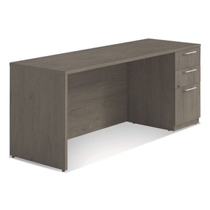 Alera AE1NZK-S2472UF Serie Sevilla 72 pulgadas. X 24 pulgadas X 29 Pulgadas Organizador de Oficina de Nogal con Pedestal Derecho y Credenza - Product Image 1
